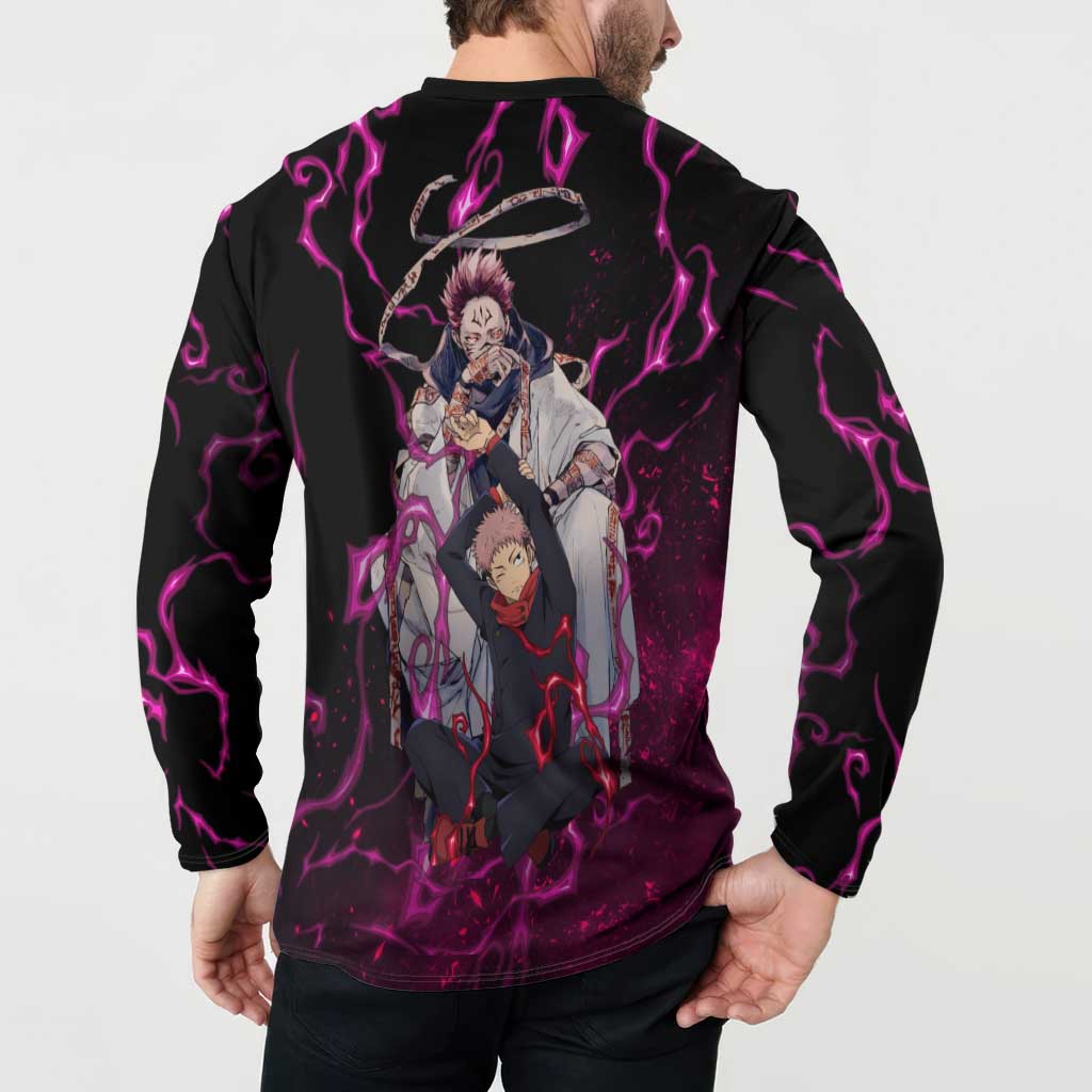 Itadori Yuji & Ryomen Sukuna - Jujutsu Kaisen Button Sweatshirt Pattern Anime Mix Manga Style