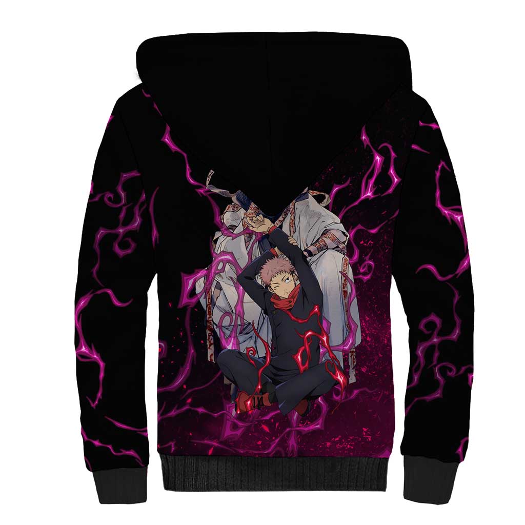 Itadori Yuji & Ryomen Sukuna - Jujutsu Kaisen Sherpa Hoodie Pattern Anime Mix Manga Style