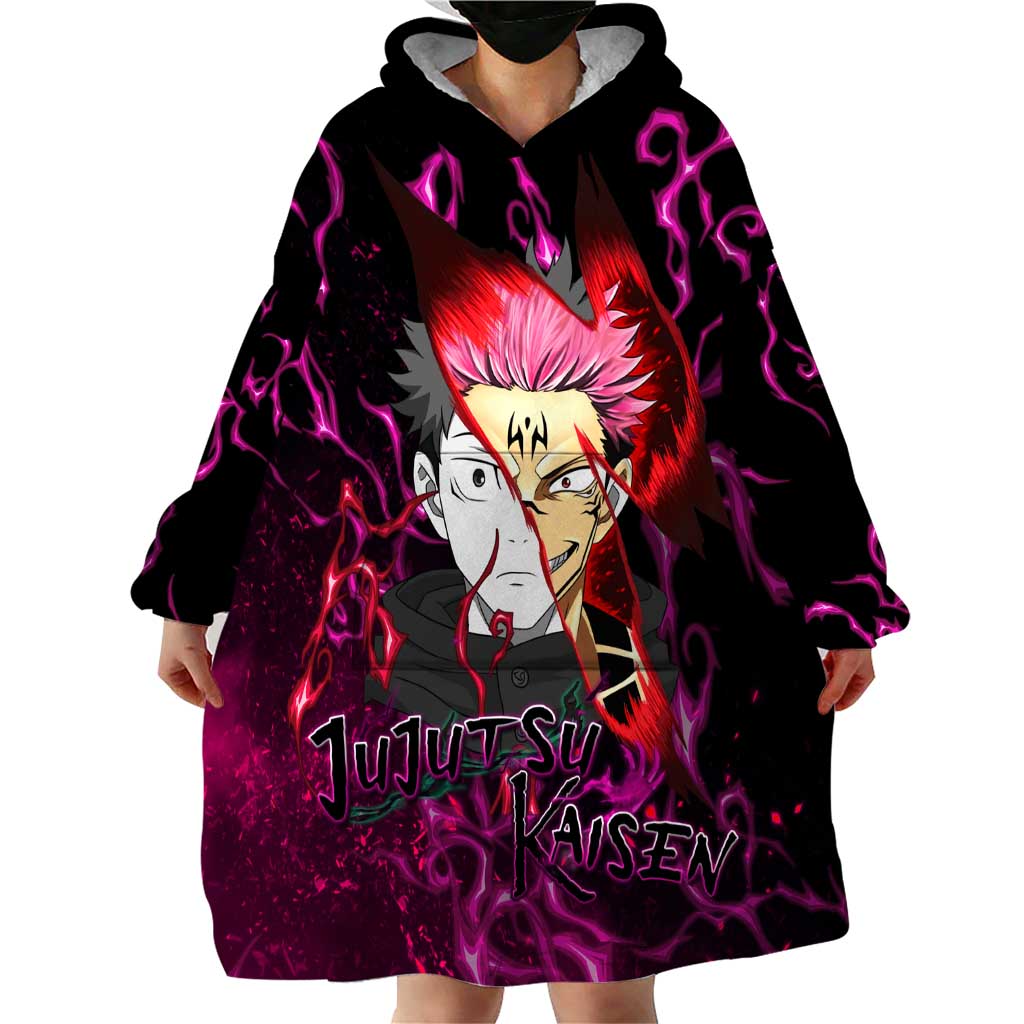 Itadori Yuji & Ryomen Sukuna - Jujutsu Kaisen Wearable Blanket Hoodie Pattern Anime Mix Manga Style