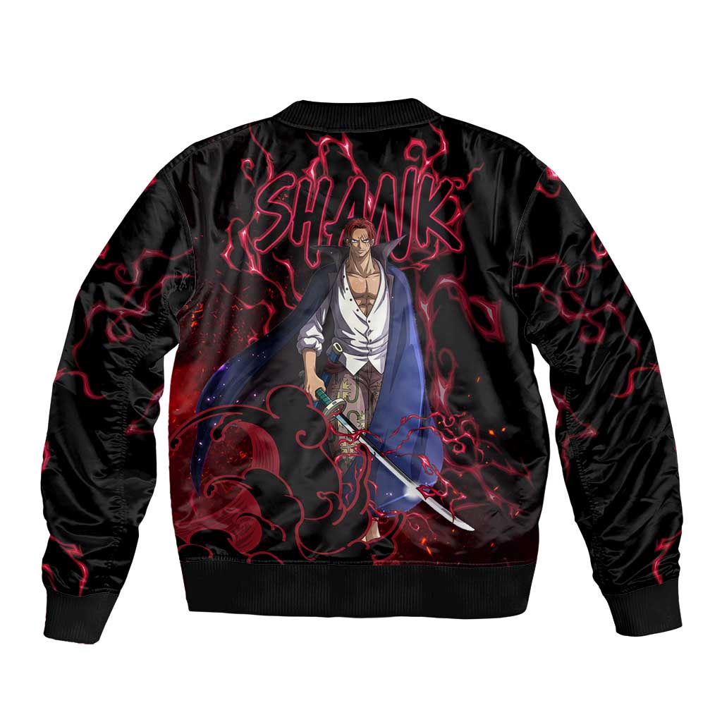 Yonko Shank - Red Hair Pirate - One Piece Bomber Jacket Haki Pattern Anime Style