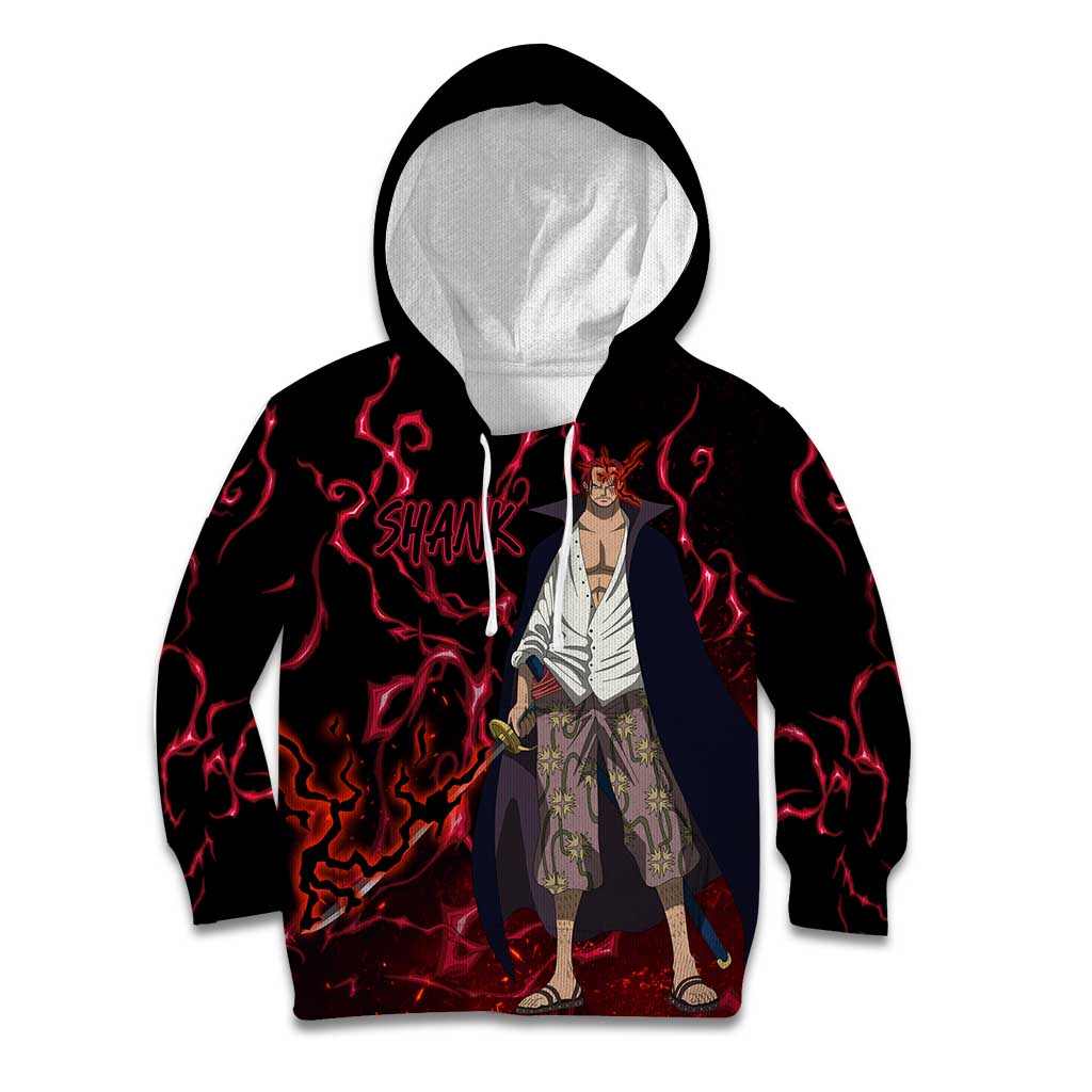 Yonko Shank - Red Hair Pirate - One Piece Kid Hoodie Haki Pattern Anime Style