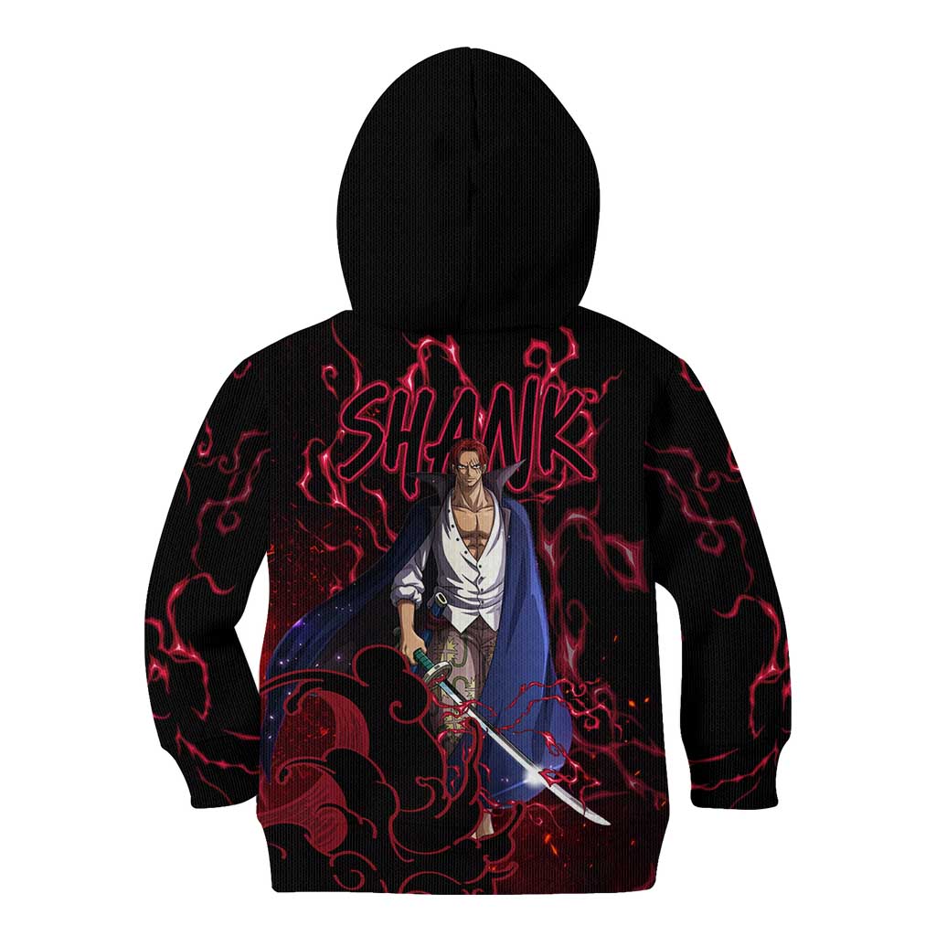 Yonko Shank - Red Hair Pirate - One Piece Kid Hoodie Haki Pattern Anime Style