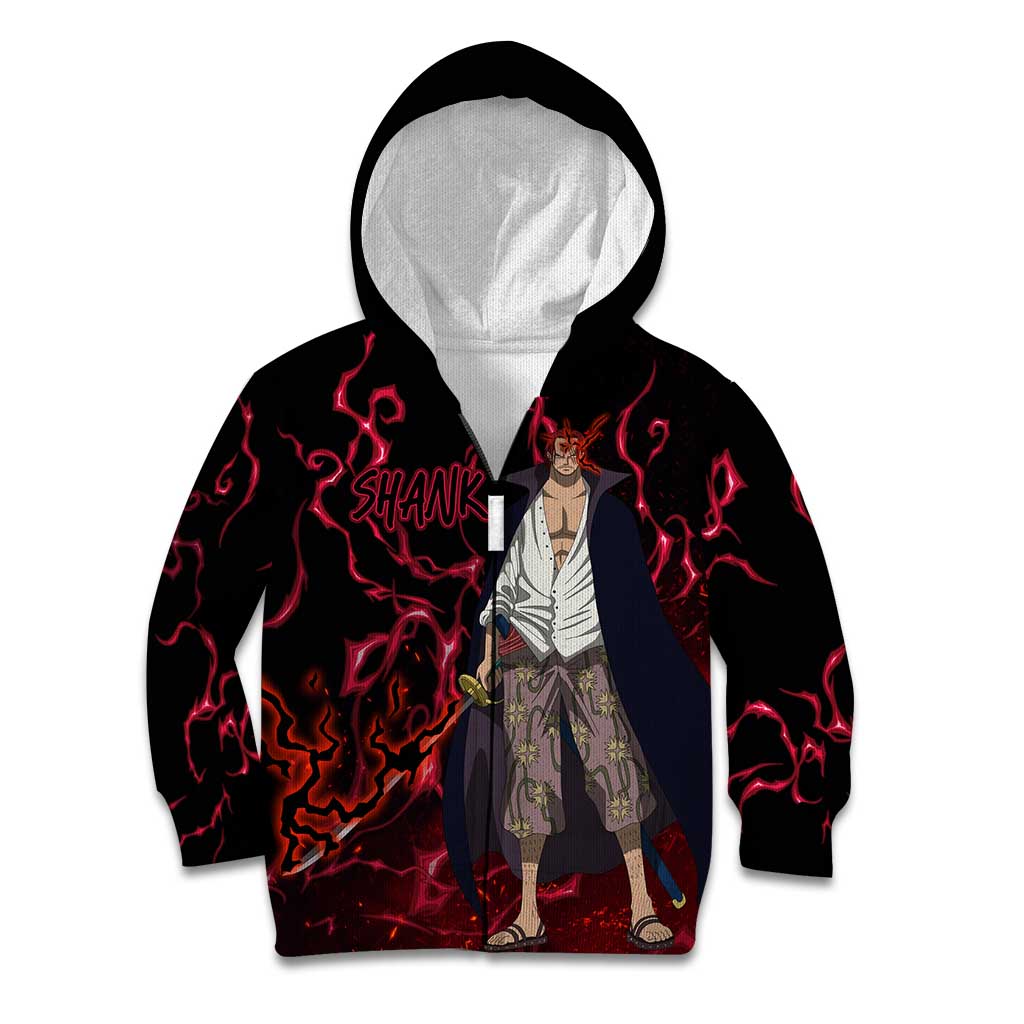 Yonko Shank - Red Hair Pirate - One Piece Kid Hoodie Haki Pattern Anime Style