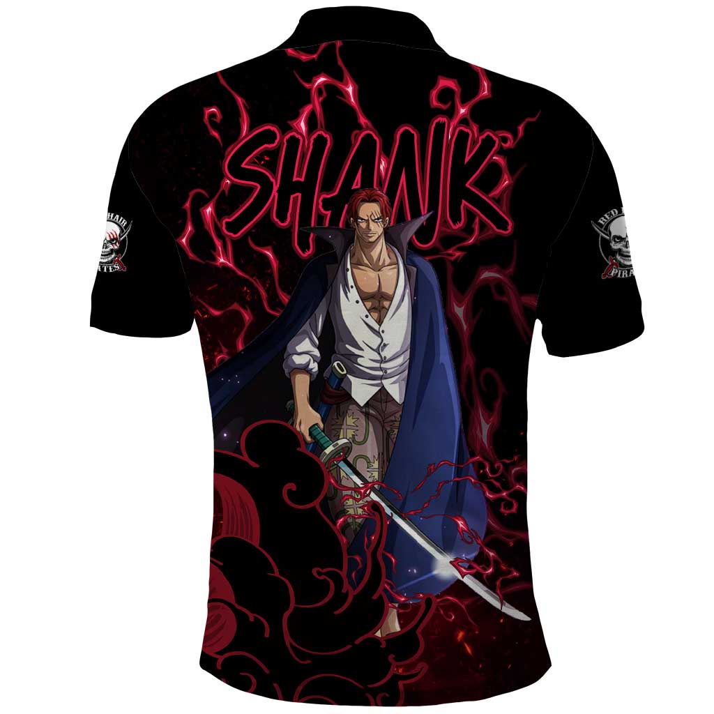 Yonko Shank - Red Hair Pirate - One Piece Polo Shirt Haki Pattern Anime Style