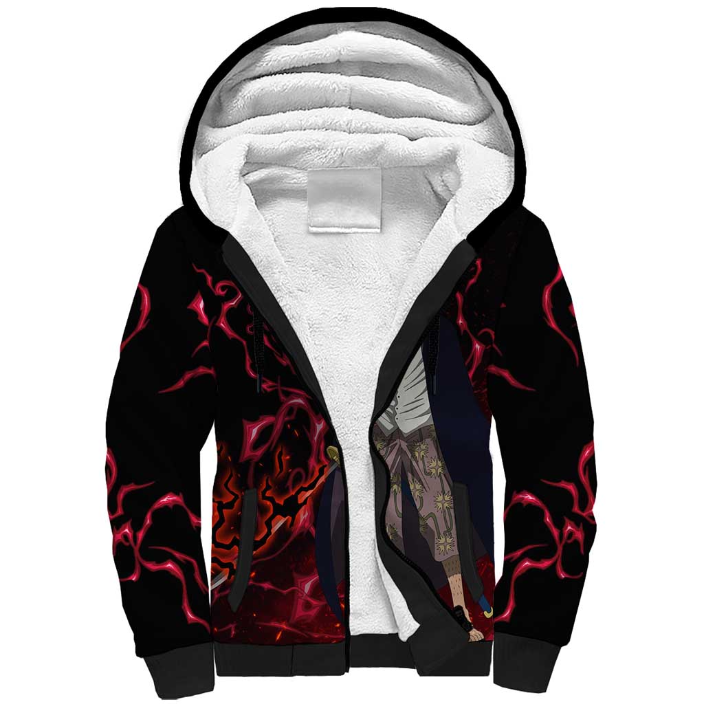 Yonko Shank - Red Hair Pirate - One Piece Sherpa Hoodie Haki Pattern Anime Style