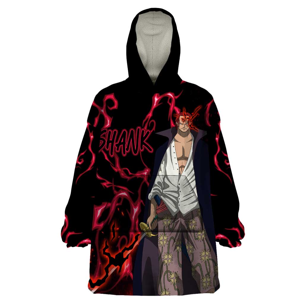 Yonko Shank - Red Hair Pirate - One Piece Wearable Blanket Hoodie Haki Pattern Anime Style