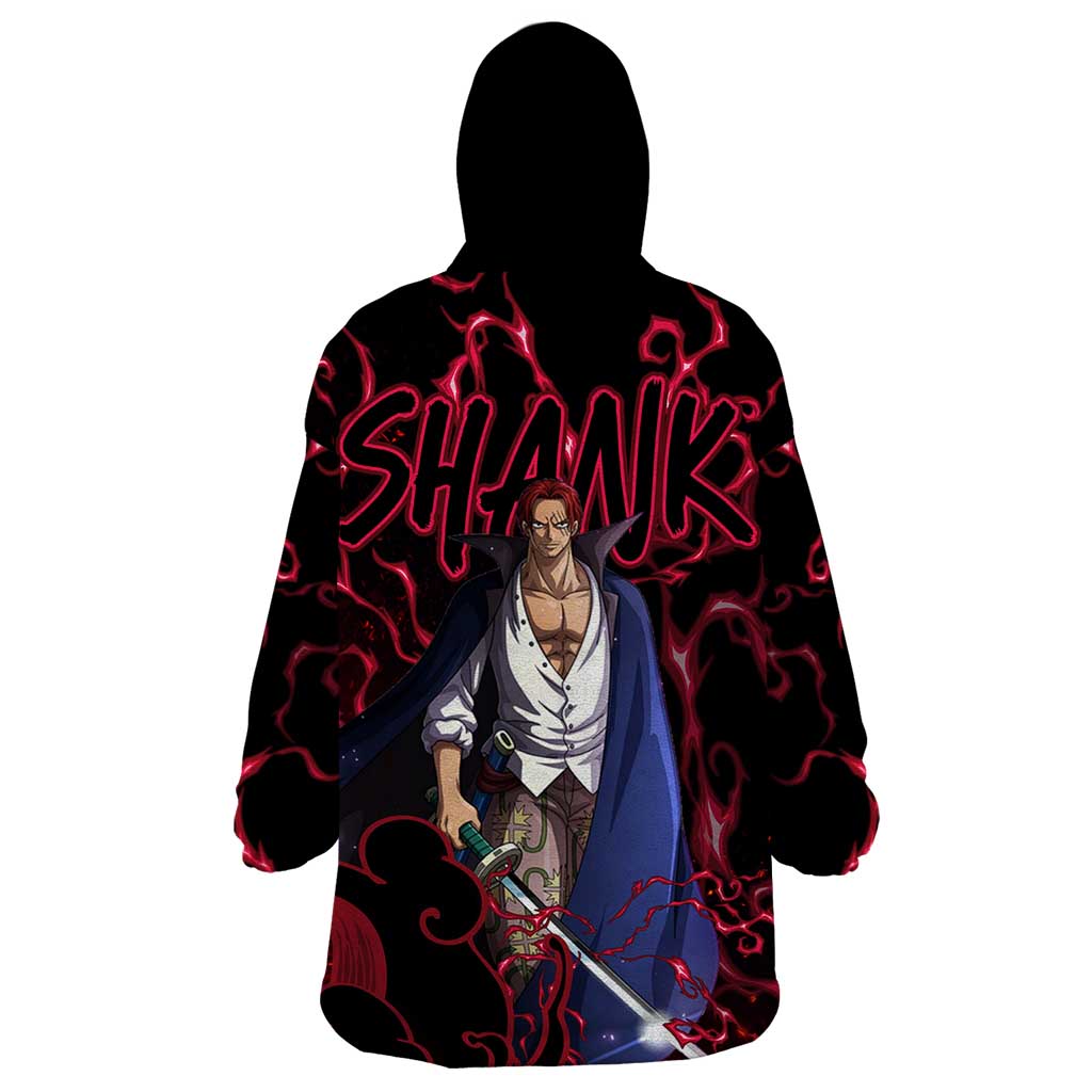 Yonko Shank - Red Hair Pirate - One Piece Wearable Blanket Hoodie Haki Pattern Anime Style