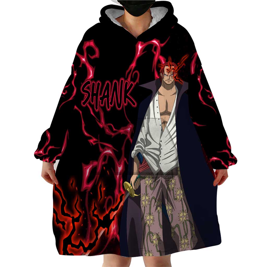 Yonko Shank - Red Hair Pirate - One Piece Wearable Blanket Hoodie Haki Pattern Anime Style