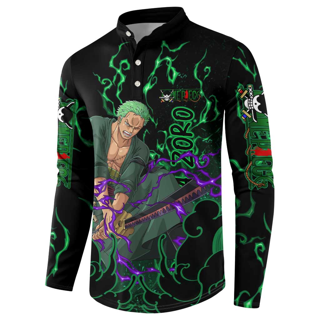Roronoa Zoro - One Piece Button Sweatshirt Haki Pattern Anime Style