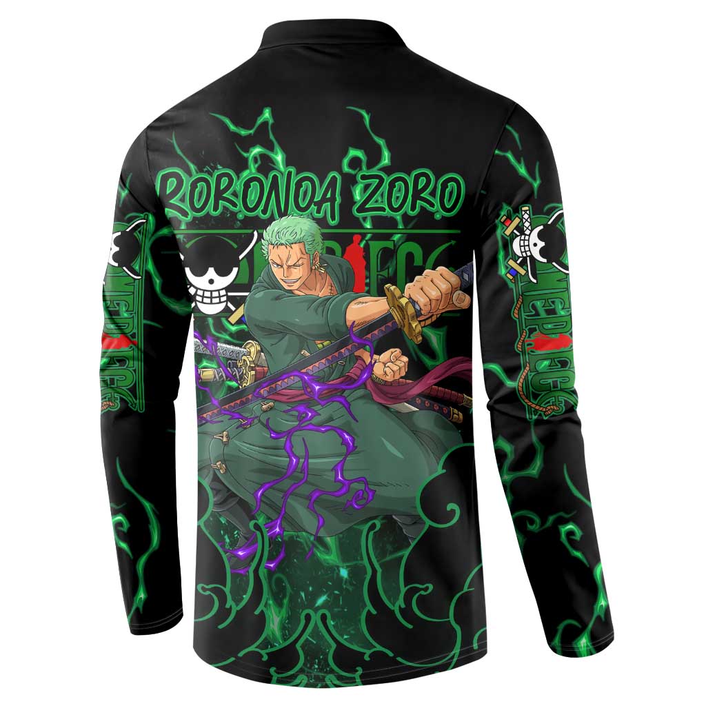 Roronoa Zoro - One Piece Button Sweatshirt Haki Pattern Anime Style