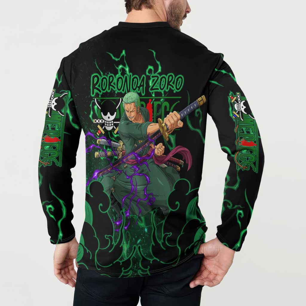 Roronoa Zoro - One Piece Button Sweatshirt Haki Pattern Anime Style
