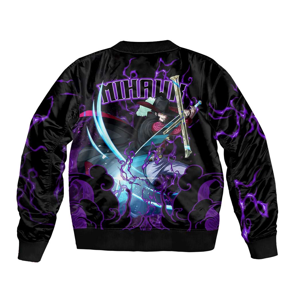 Dracule Mihawk - One Piece Bomber Jacket Haki Pattern Anime Style