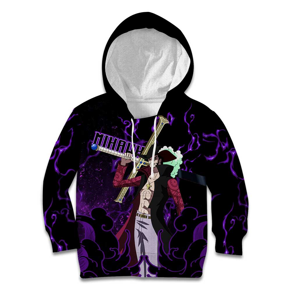 Dracule Mihawk - One Piece Kid Hoodie Haki Pattern Anime Style