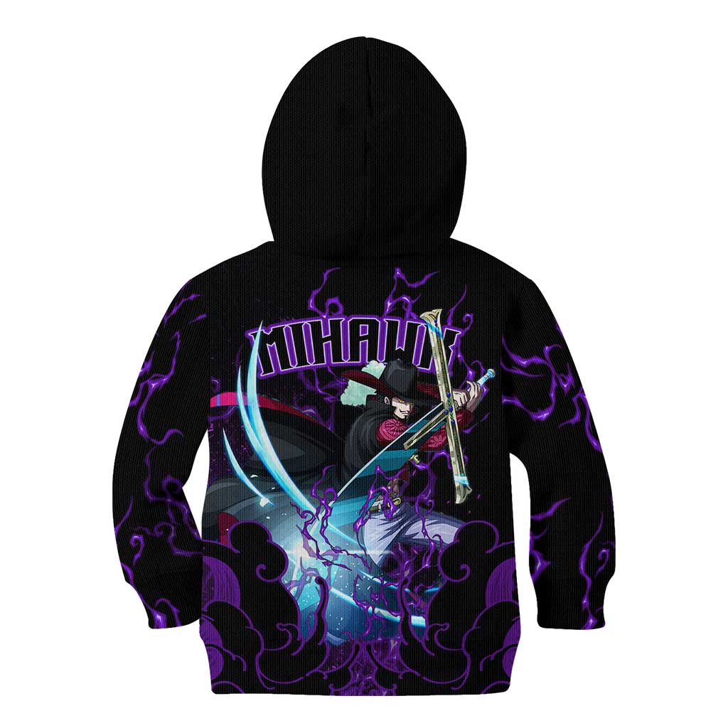 Dracule Mihawk - One Piece Kid Hoodie Haki Pattern Anime Style