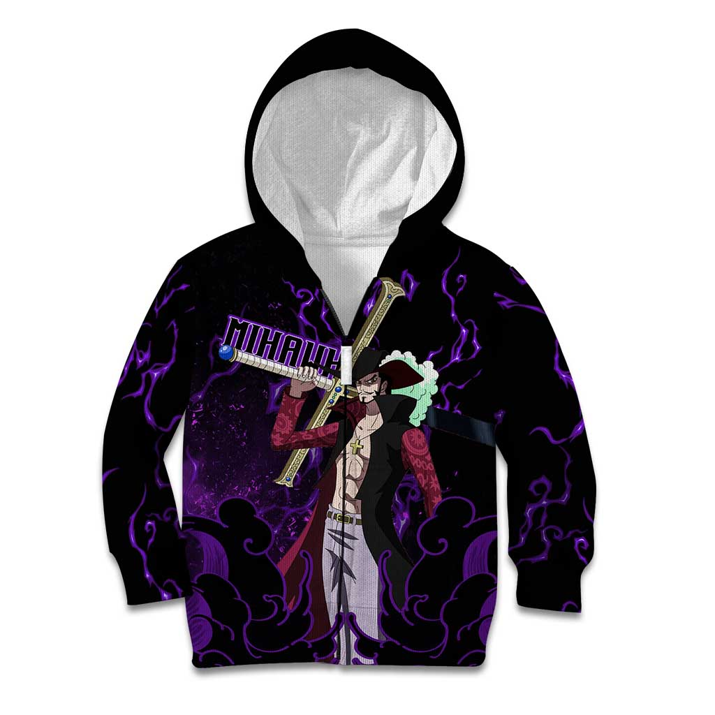 Dracule Mihawk - One Piece Kid Hoodie Haki Pattern Anime Style