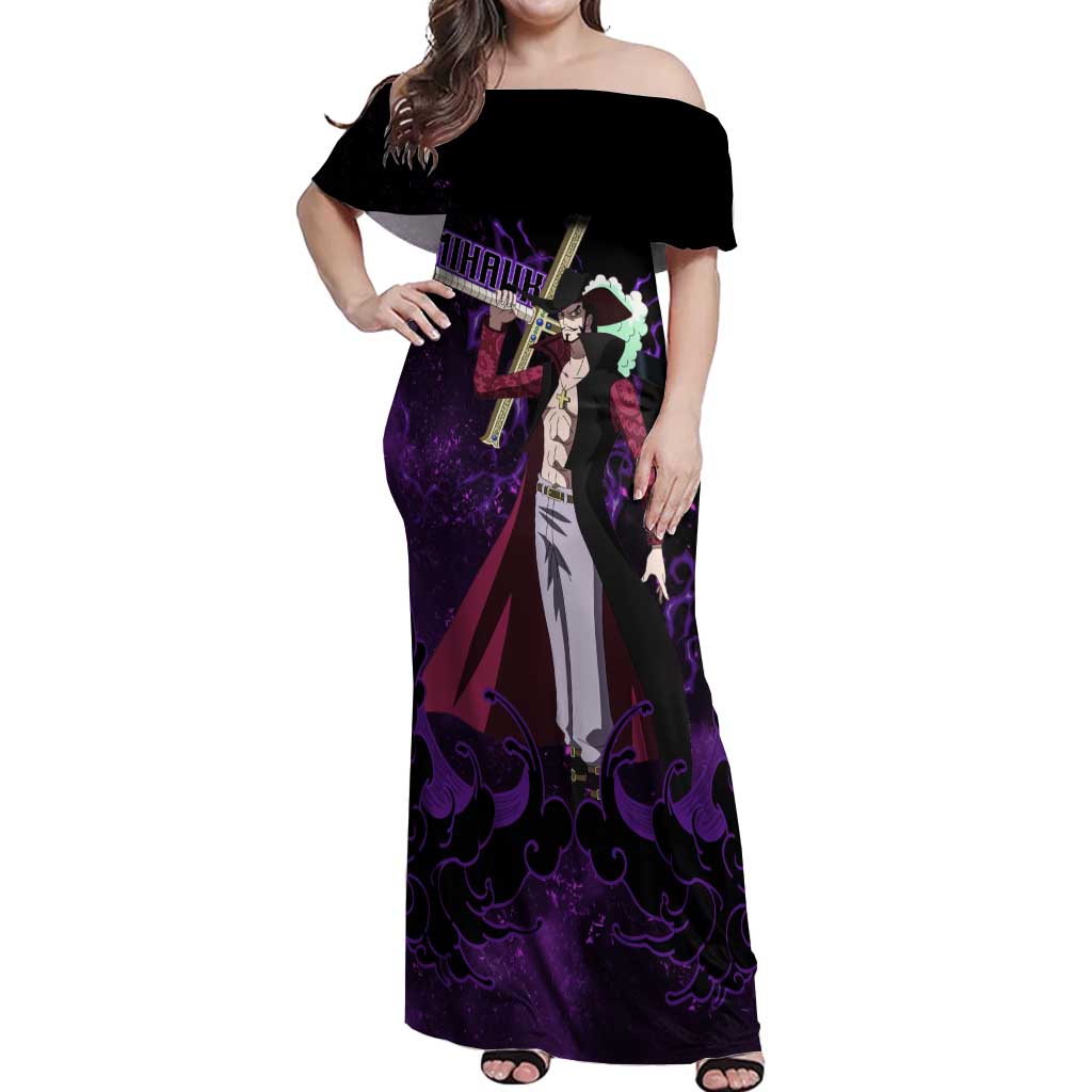 Dracule Mihawk - One Piece Off Shoulder Maxi Dress Haki Pattern Anime Style