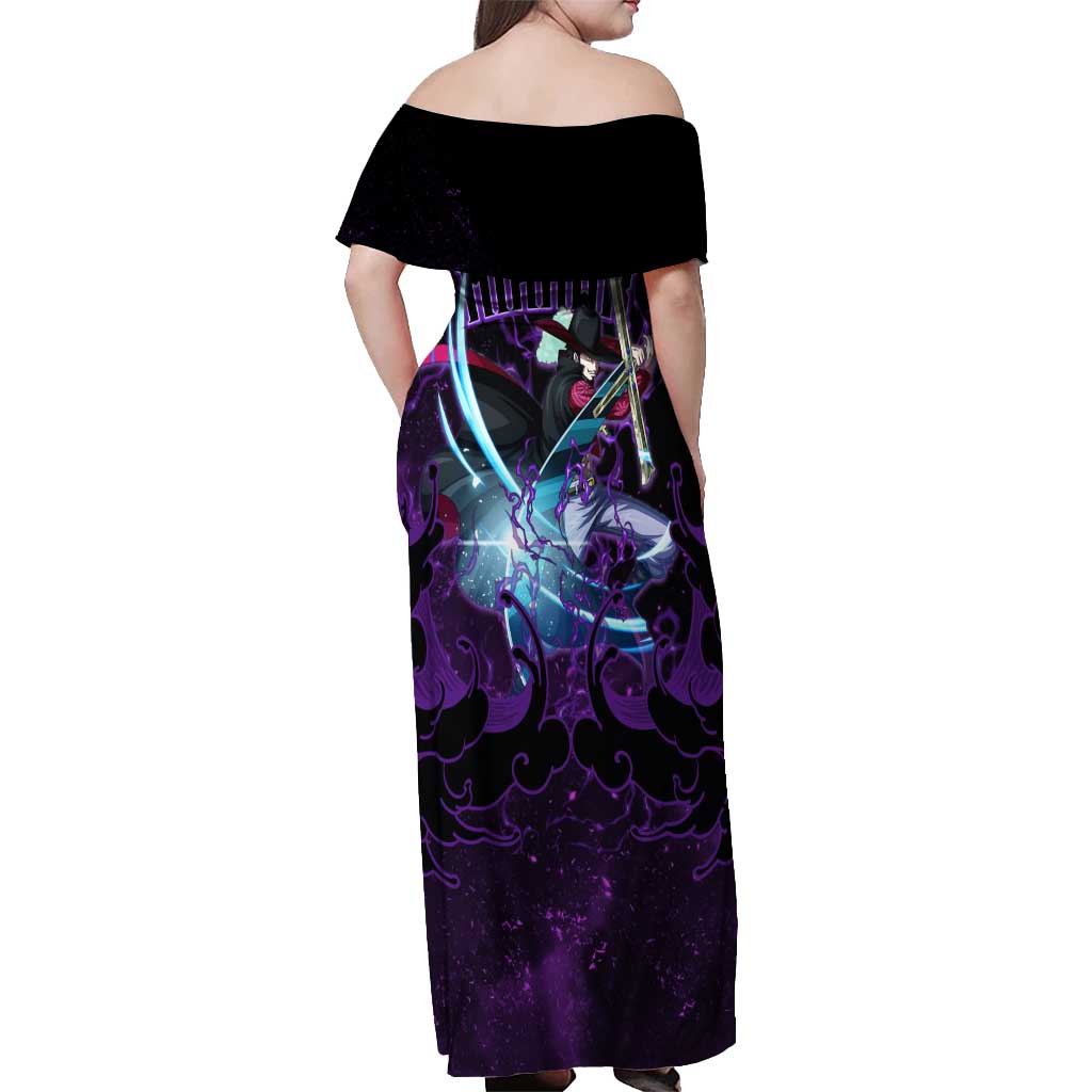Dracule Mihawk - One Piece Off Shoulder Maxi Dress Haki Pattern Anime Style