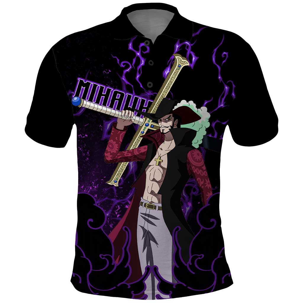 Dracule Mihawk - One Piece Polo Shirt Haki Pattern Anime Style