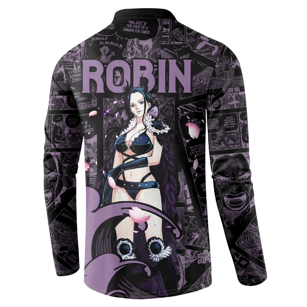 Nico Robin - One Piece Button Sweatshirt Pattern Manga Mix Anime Style