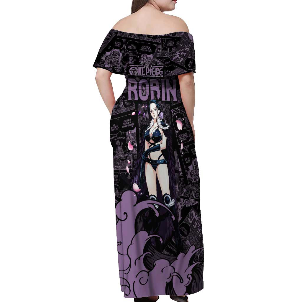 Nico Robin - One Piece Off Shoulder Maxi Dress Pattern Manga Mix Anime Style