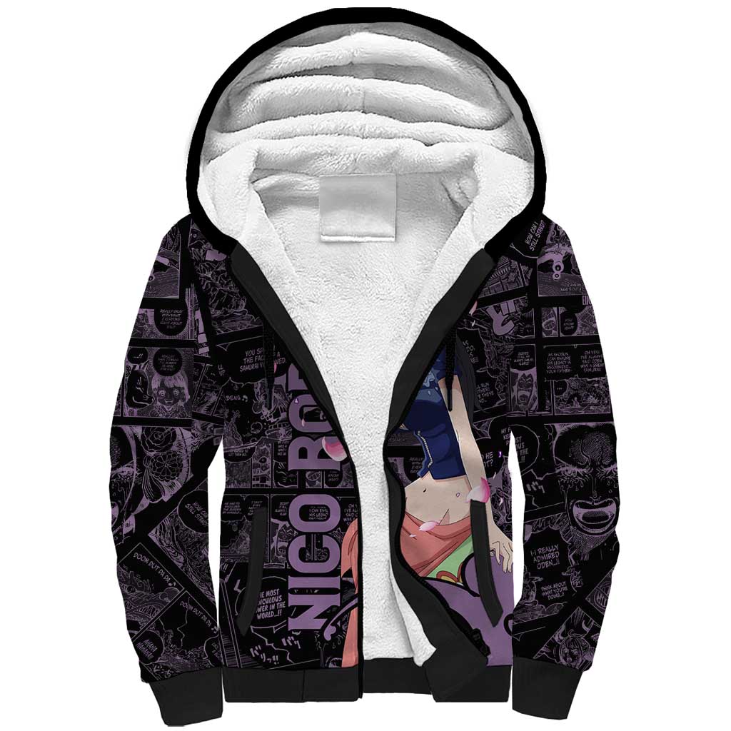 Nico Robin - One Piece Sherpa Hoodie Pattern Manga Mix Anime Style
