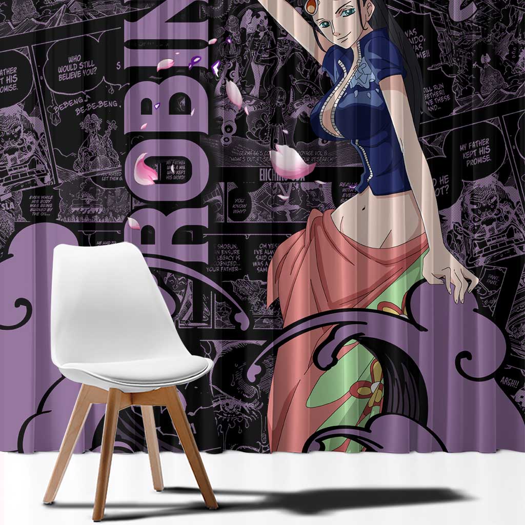 Nico Robin - One Piece Window Curtain Pattern Manga Mix Anime Style