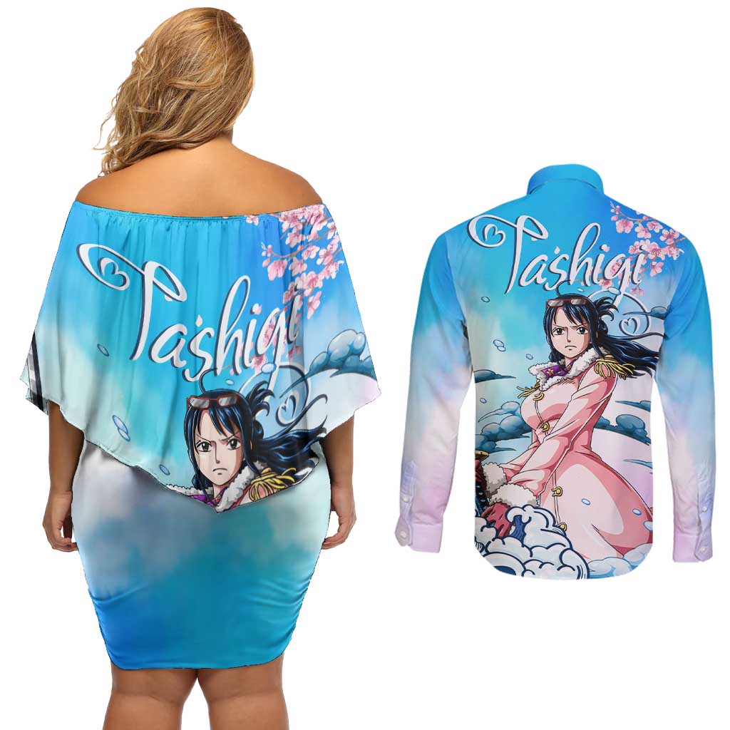 Tashigi - One Piece Couples Matching Off Shoulder Short Dress and Long Sleeve Button Shirt Anime Style