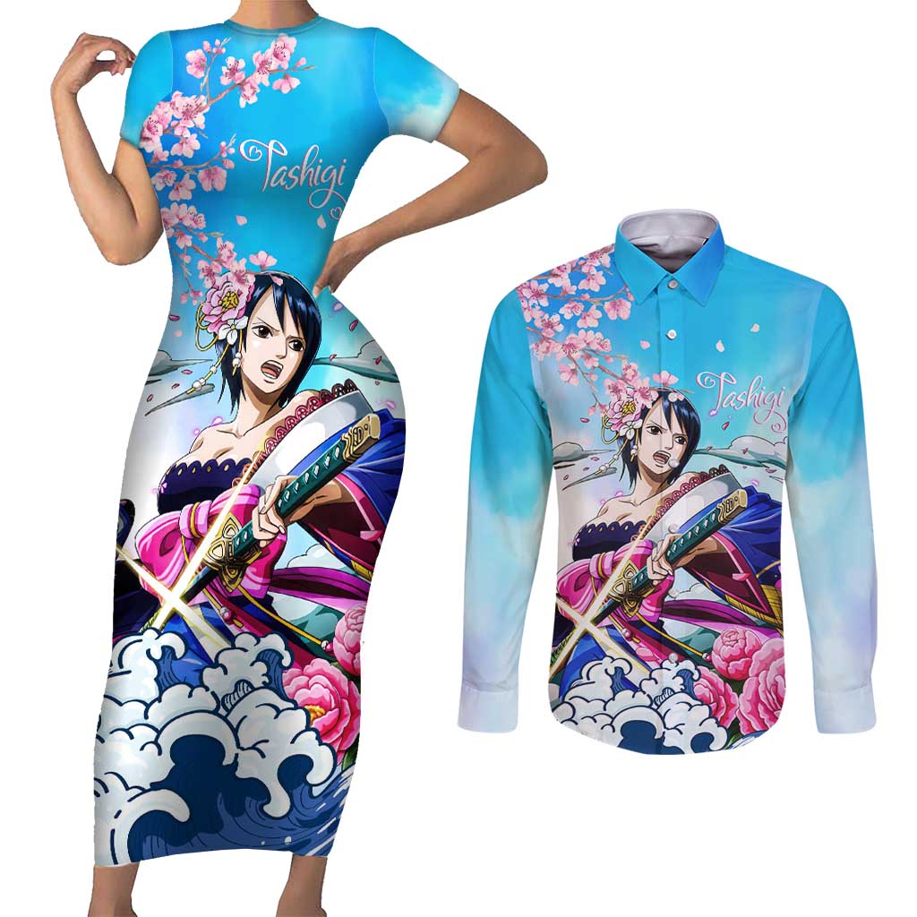 Tashigi - One Piece Couples Matching Short Sleeve Bodycon Dress and Long Sleeve Button Shirt Anime Style