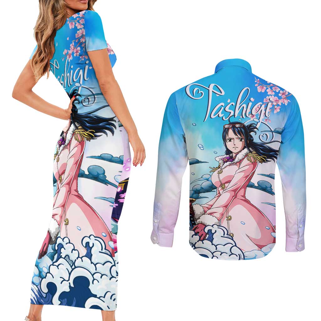 Tashigi - One Piece Couples Matching Short Sleeve Bodycon Dress and Long Sleeve Button Shirt Anime Style