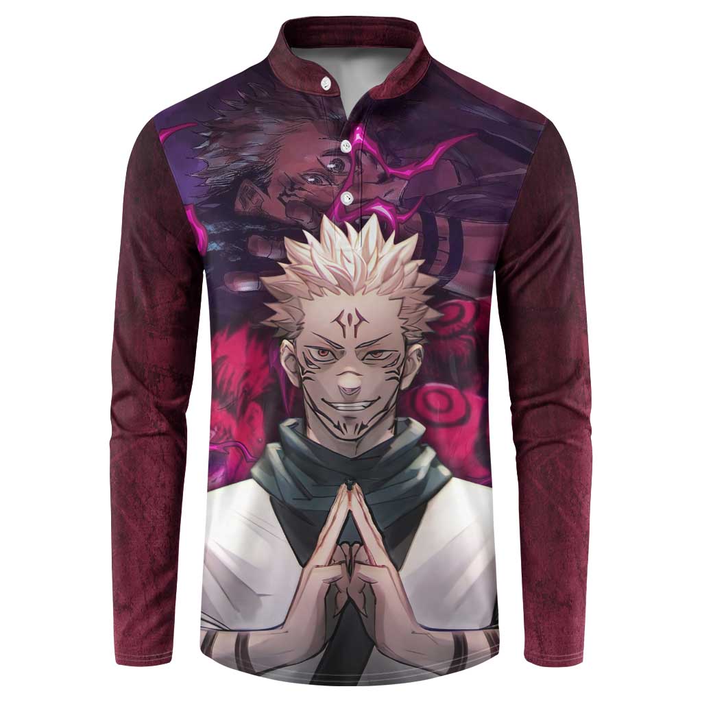 Ryomen Sukuna - Jujutsu Kaisen Button Sweatshirt Pattern Anime Mix Manga Style