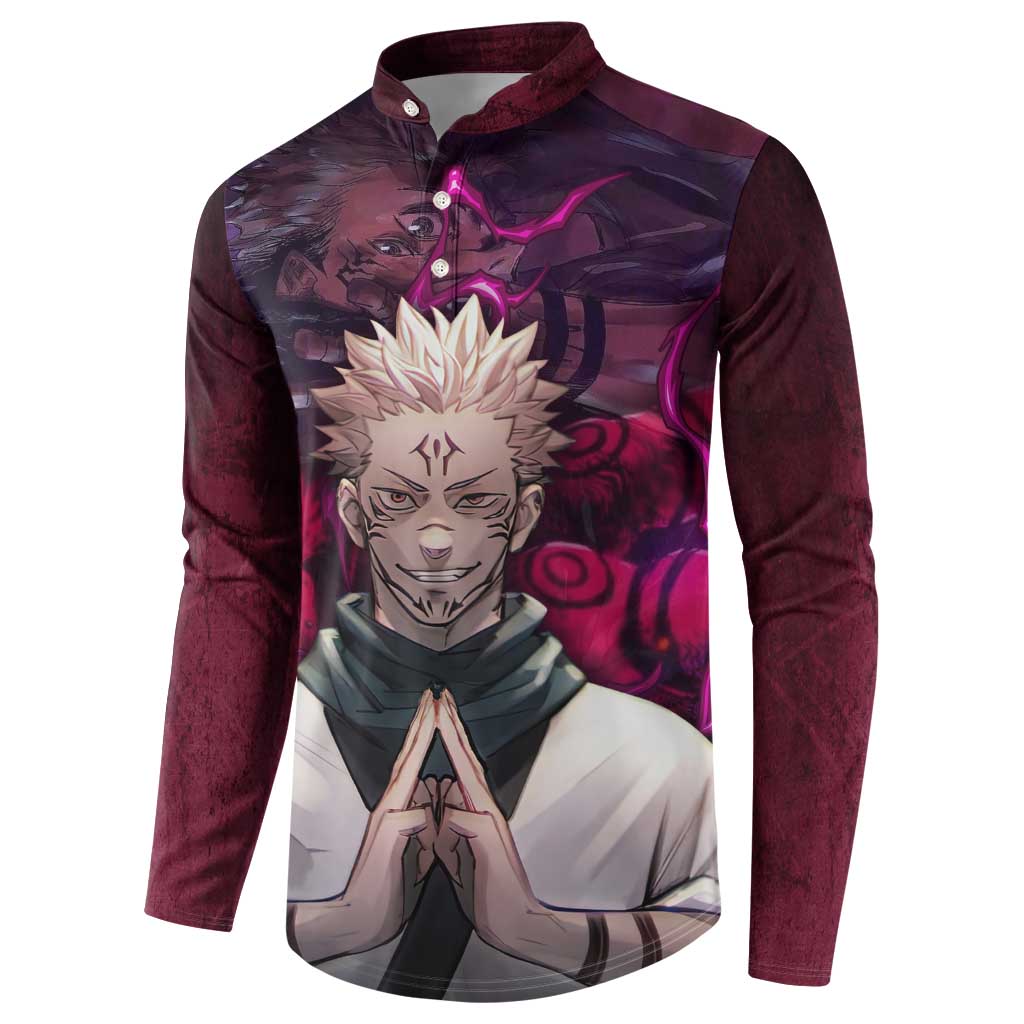 Ryomen Sukuna - Jujutsu Kaisen Button Sweatshirt Pattern Anime Mix Manga Style