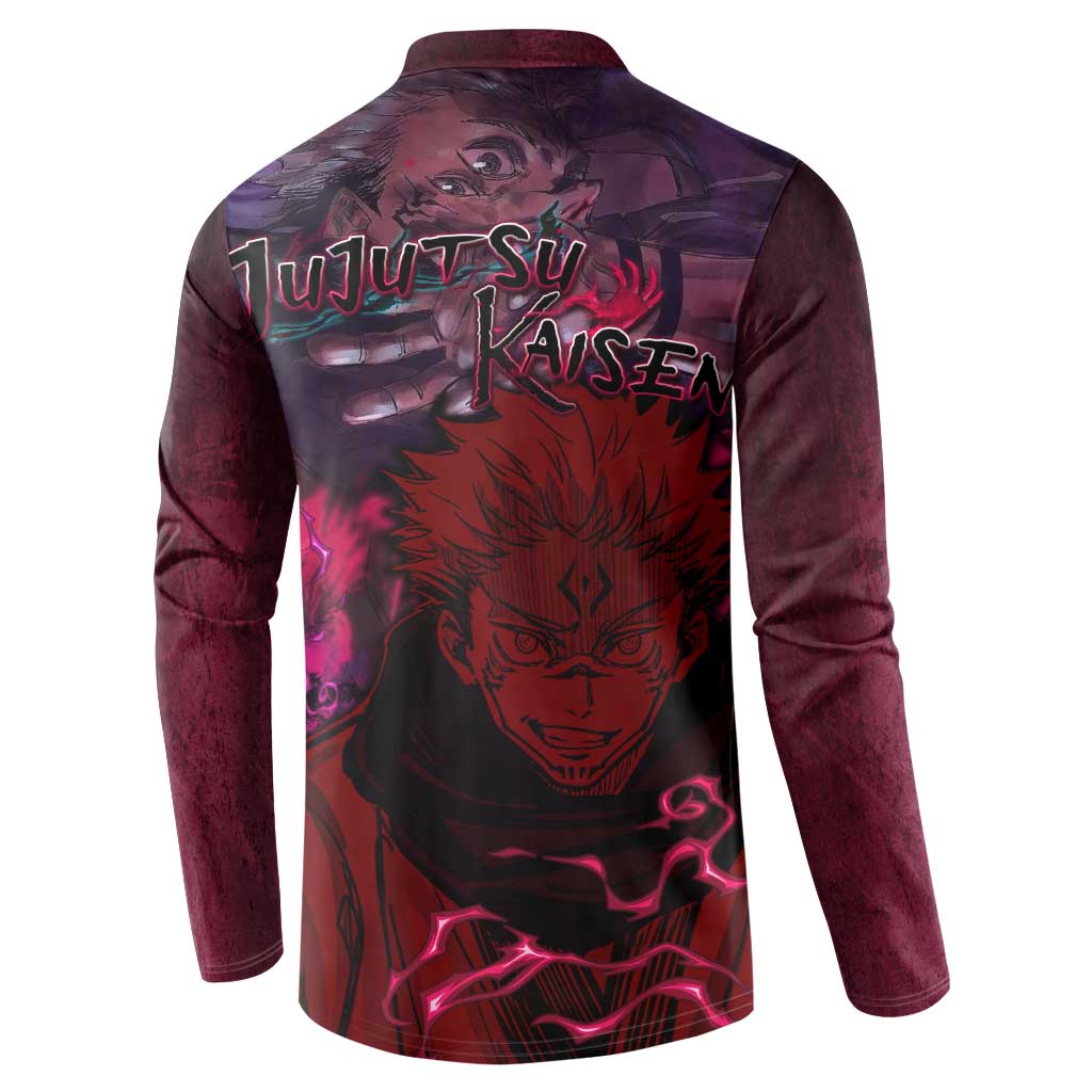 Ryomen Sukuna - Jujutsu Kaisen Button Sweatshirt Pattern Anime Mix Manga Style