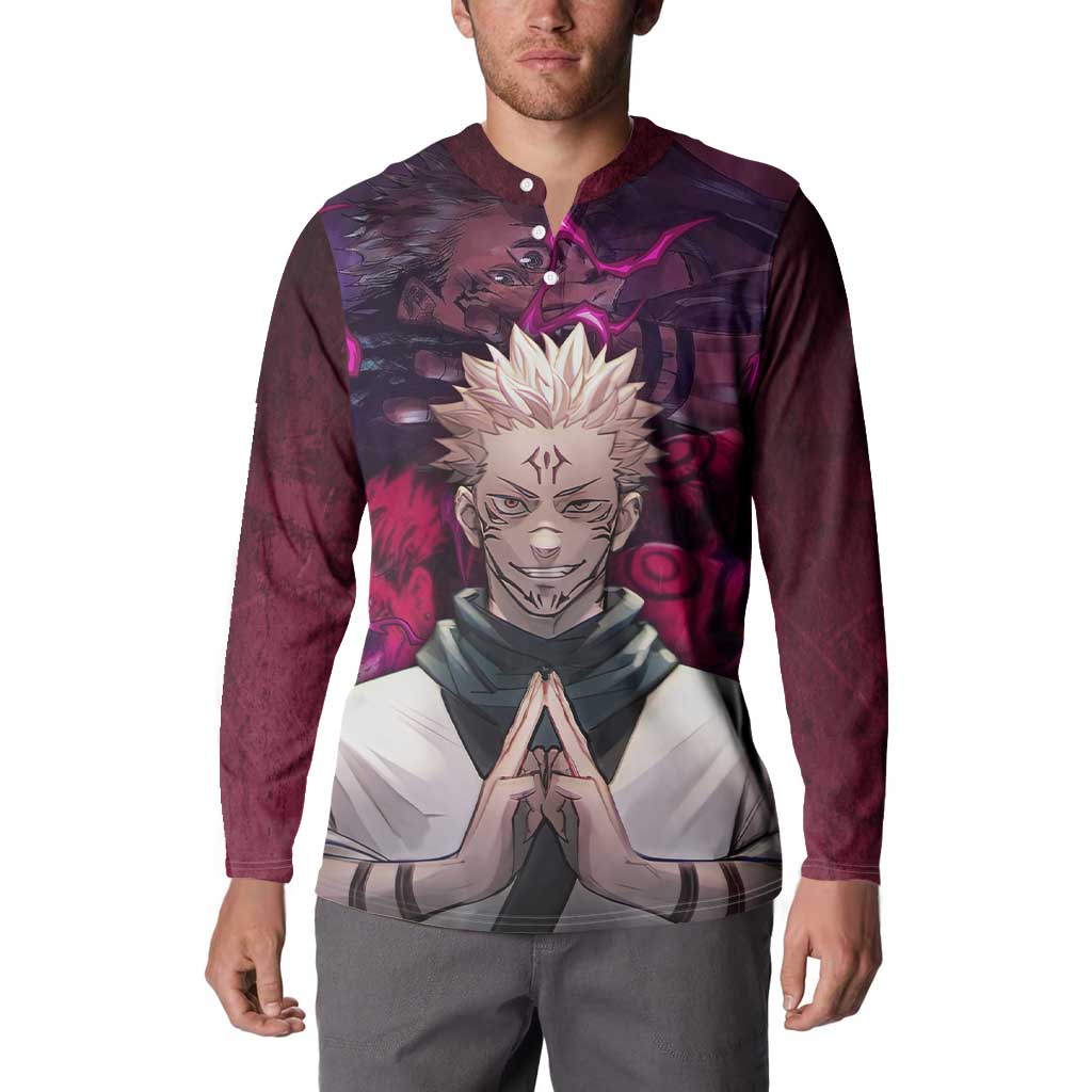 Ryomen Sukuna - Jujutsu Kaisen Button Sweatshirt Pattern Anime Mix Manga Style