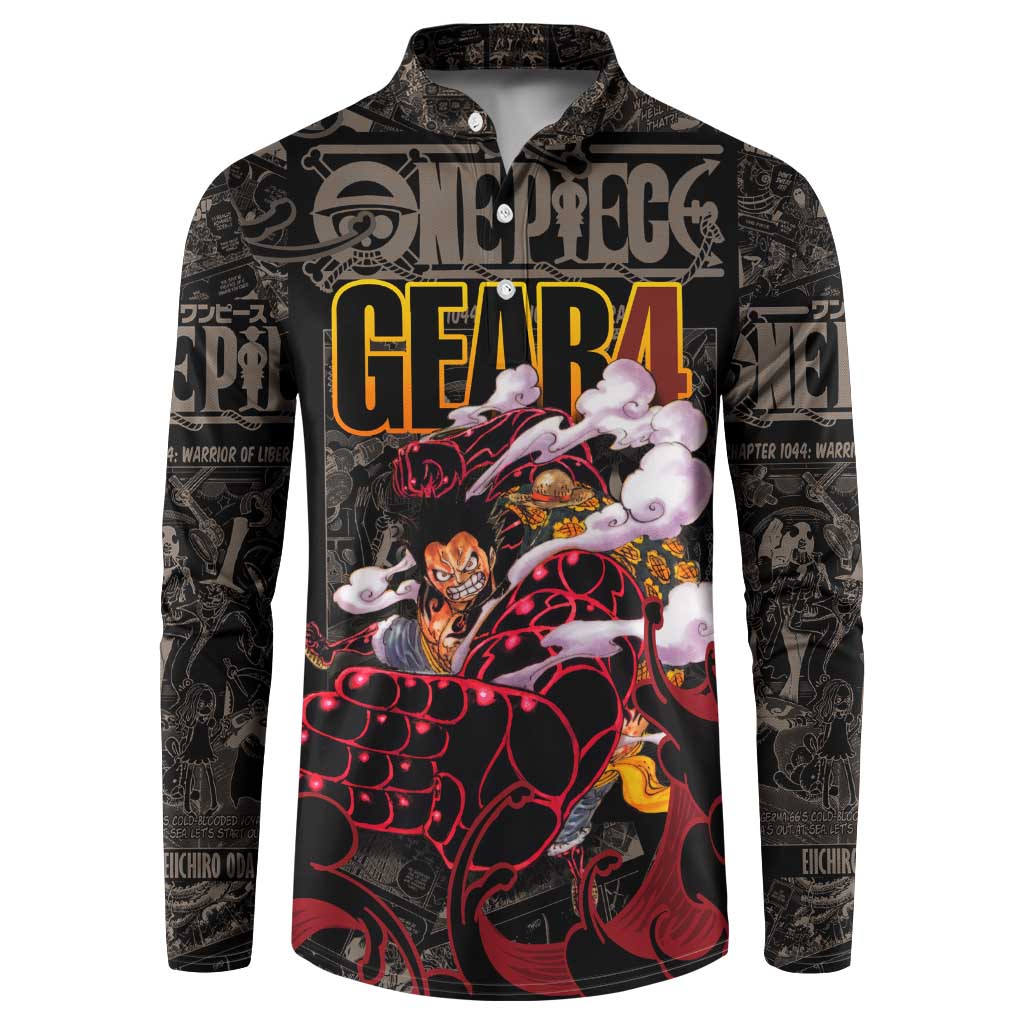 Luffy Gear 4- One Piece Button Sweatshirt Pattern Manga Mix Anime Style