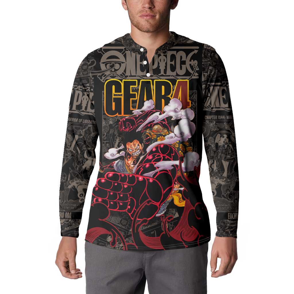 Luffy Gear 4- One Piece Button Sweatshirt Pattern Manga Mix Anime Style