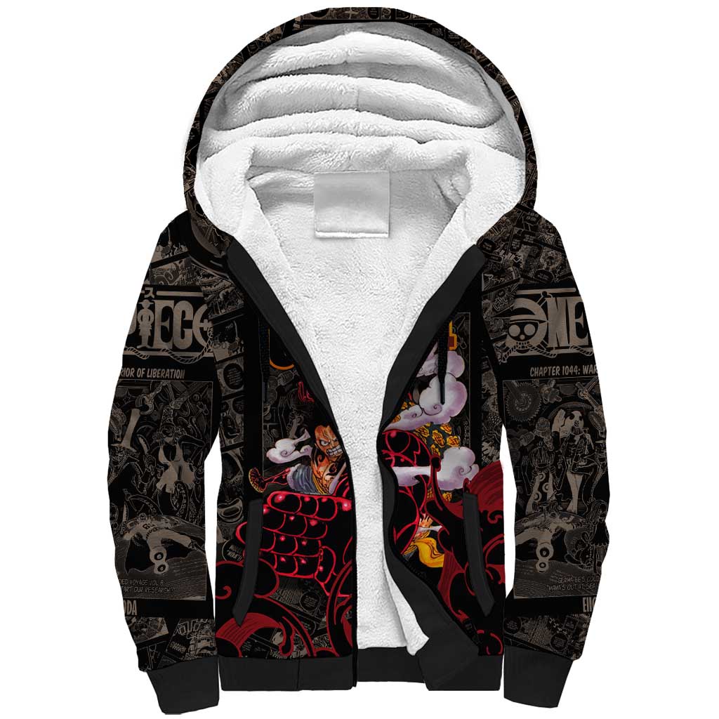 Luffy Gear 4- One Piece Sherpa Hoodie Pattern Manga Mix Anime Style