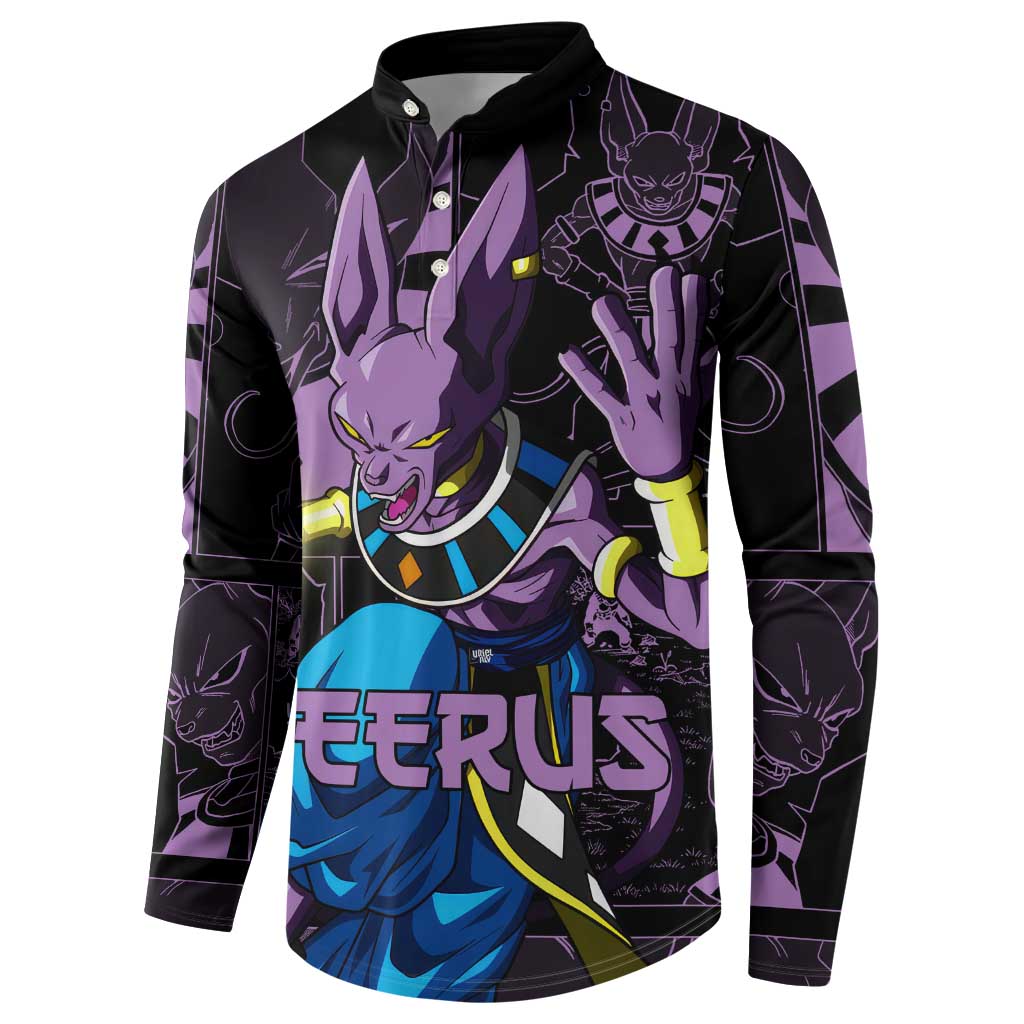 Beerus - Dragon Ball Button Sweatshirt Pattern Anime Mix Manga Style