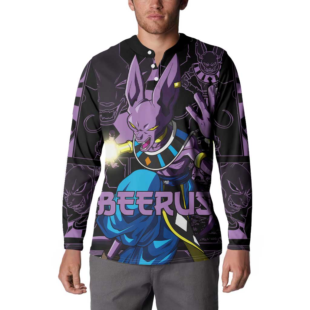 Beerus - Dragon Ball Button Sweatshirt Pattern Anime Mix Manga Style