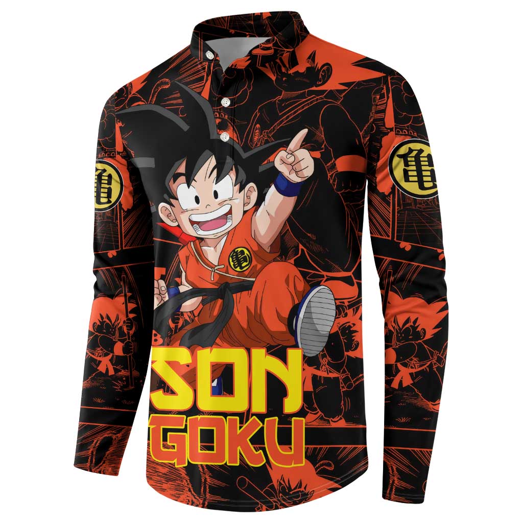 Son Goku - Dragon Ball Button Sweatshirt Pattern Anime Mix Manga Style