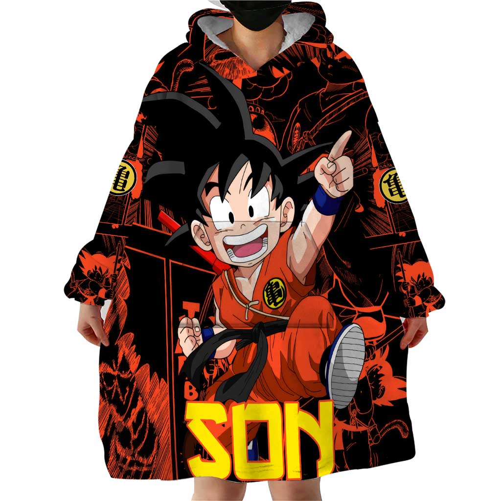 Son Goku - Dragon Ball Wearable Blanket Hoodie Pattern Anime Mix Manga Style