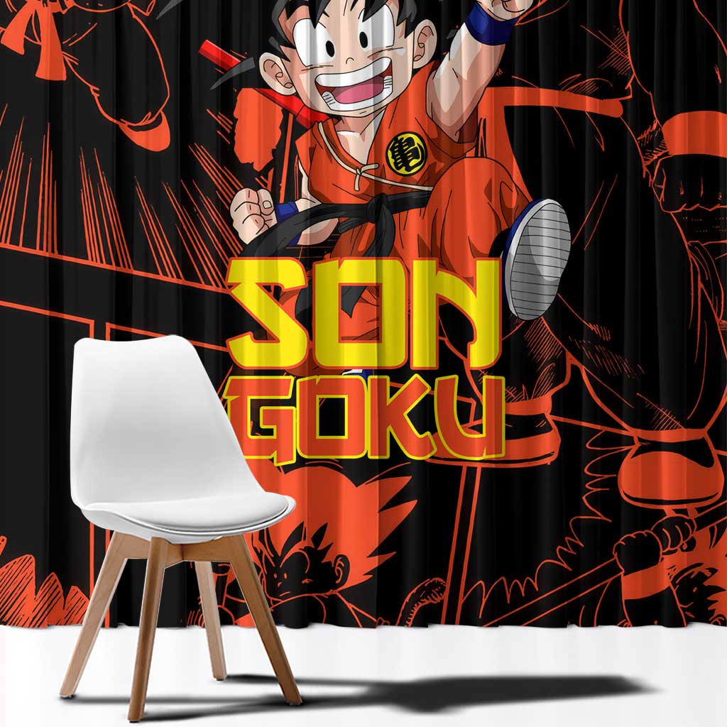 Son Goku - Dragon Ball Window Curtain Pattern Anime Mix Manga Style