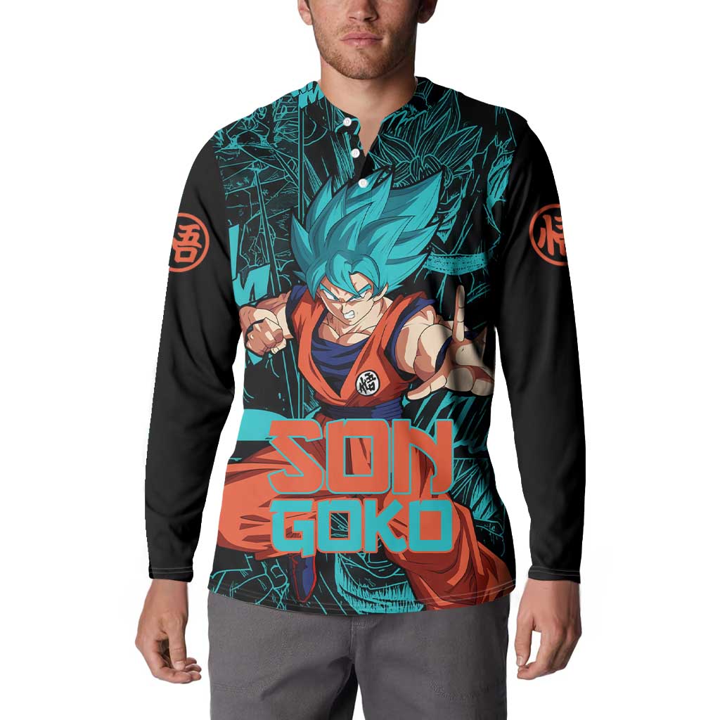 Son Goku - Dragon Ball Button Sweatshirt Anime Mix Manga Style