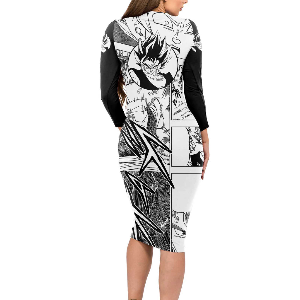 Vegito - Dragon Ball Long Sleeve Bodycon Dress Anime Mix Manga Style