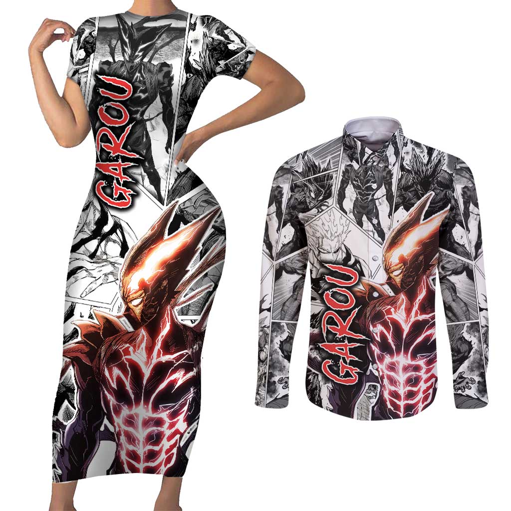 Garou - One Punch Man Couples Matching Short Sleeve Bodycon Dress and Long Sleeve Button Shirt Anime Mix Manga Style