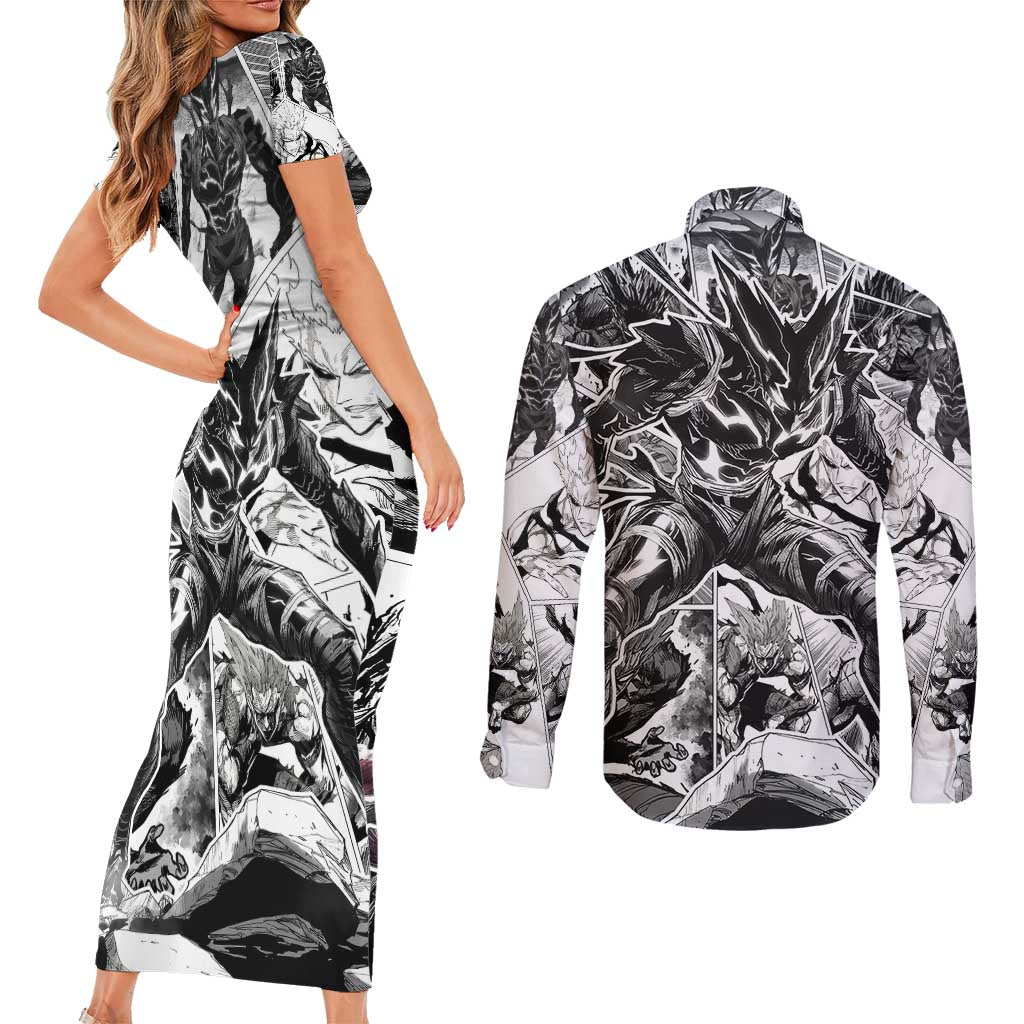 Garou - One Punch Man Couples Matching Short Sleeve Bodycon Dress and Long Sleeve Button Shirt Anime Mix Manga Style