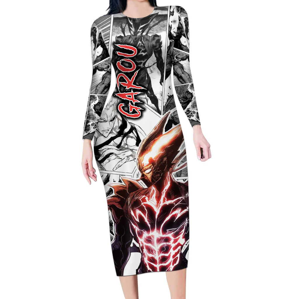 Garou - One Punch Man Long Sleeve Bodycon Dress Anime Mix Manga Style