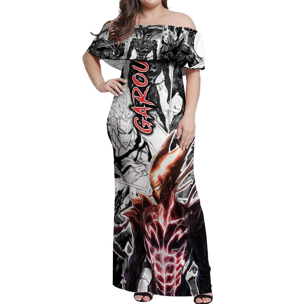 Garou - One Punch Man Off Shoulder Maxi Dress Anime Mix Manga Style
