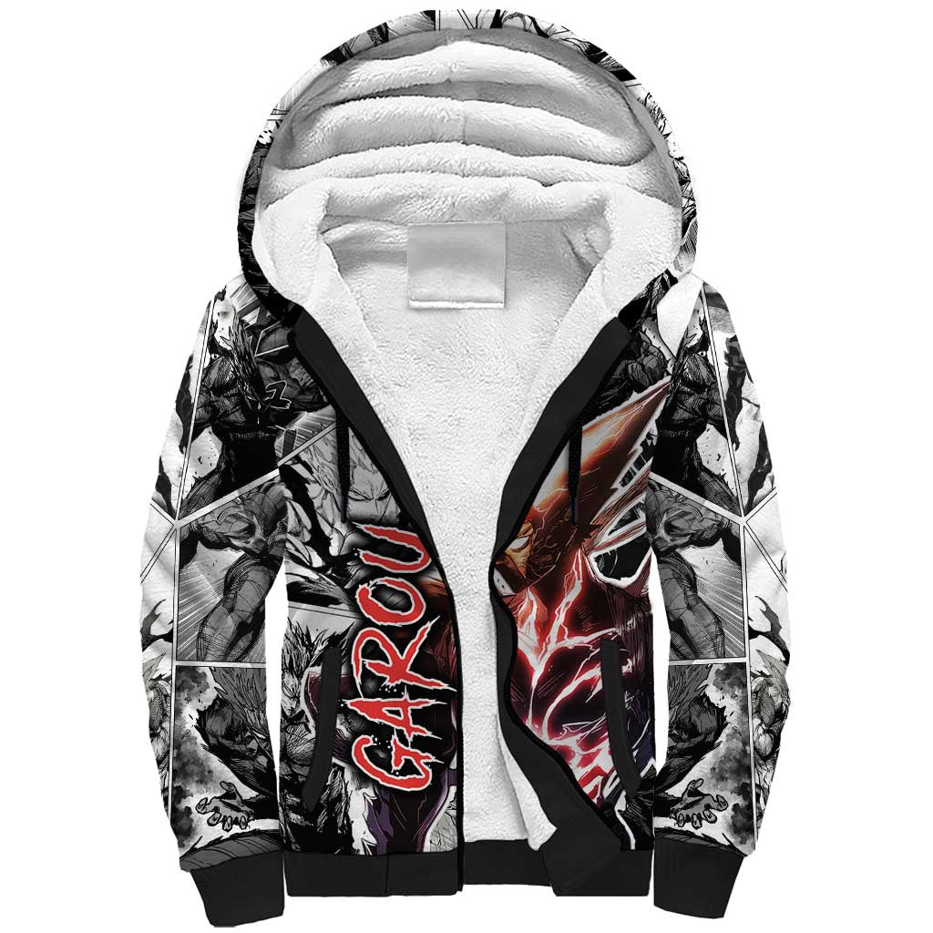 Garou - One Punch Man Sherpa Hoodie Anime Mix Manga Style