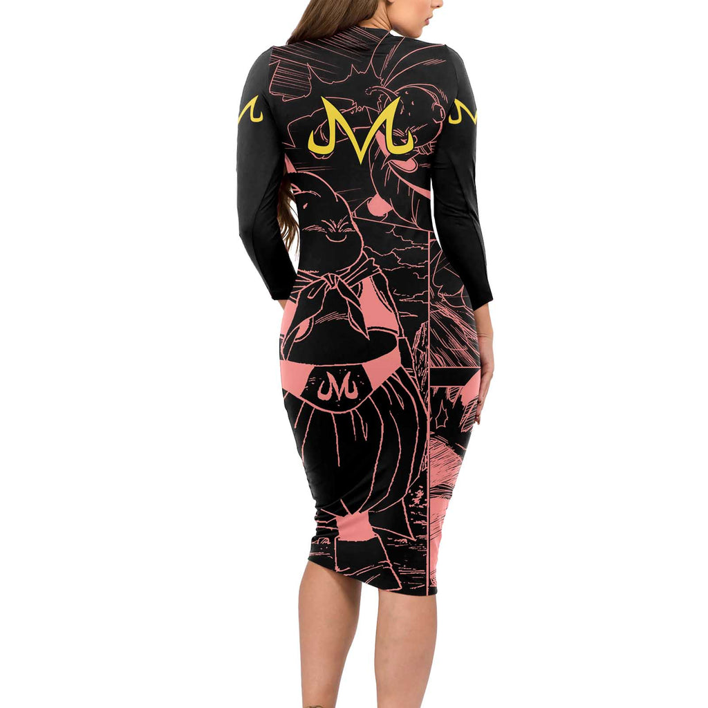 Majin Buu - Dragon Ball Long Sleeve Bodycon Dress Anime Mix Manga Style