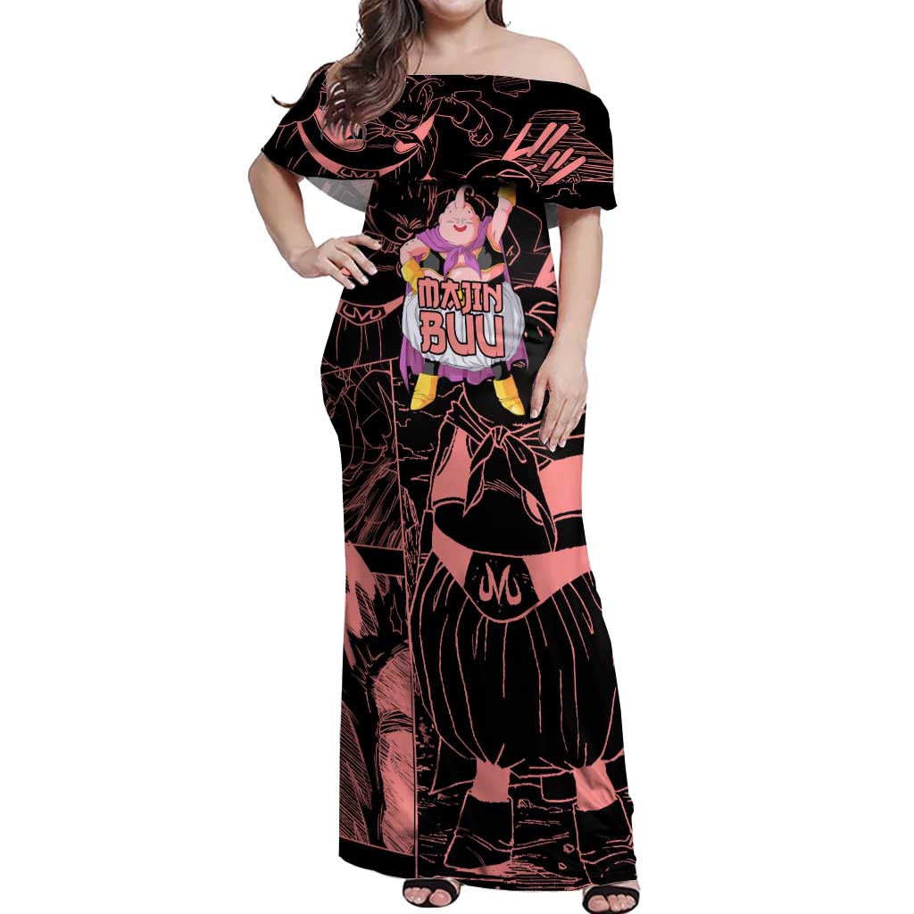Majin Buu - Dragon Ball Off Shoulder Maxi Dress Anime Mix Manga Style